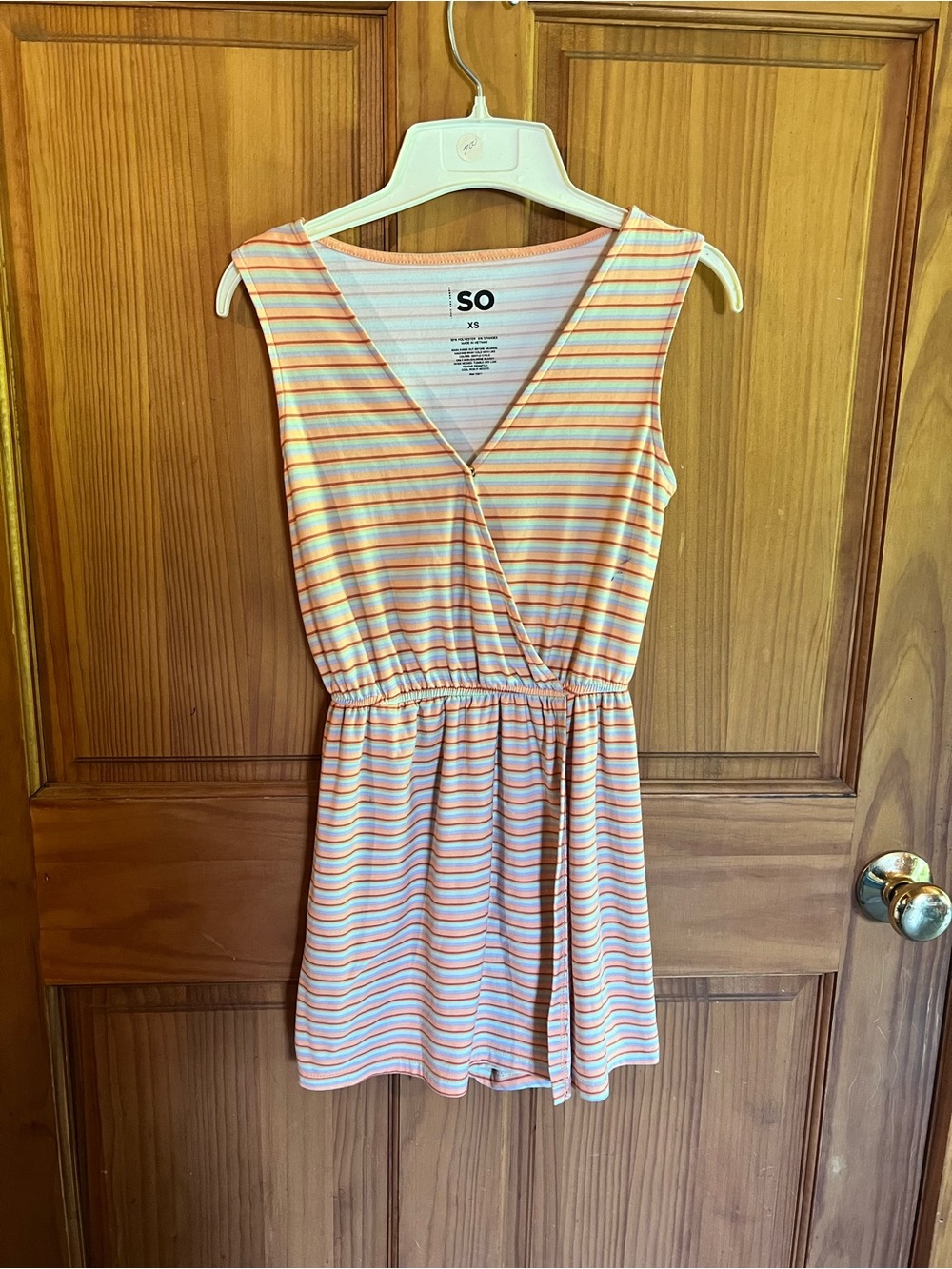 SO Women's Orange and White Striped Sleeveless Romper